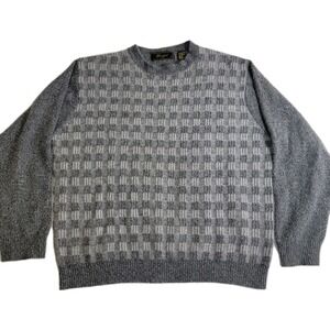 Glenshiel Luxe 100% Cashmere Crewneck Plaid‎ Textured Sweater Soft Fuzzy OOAK XL